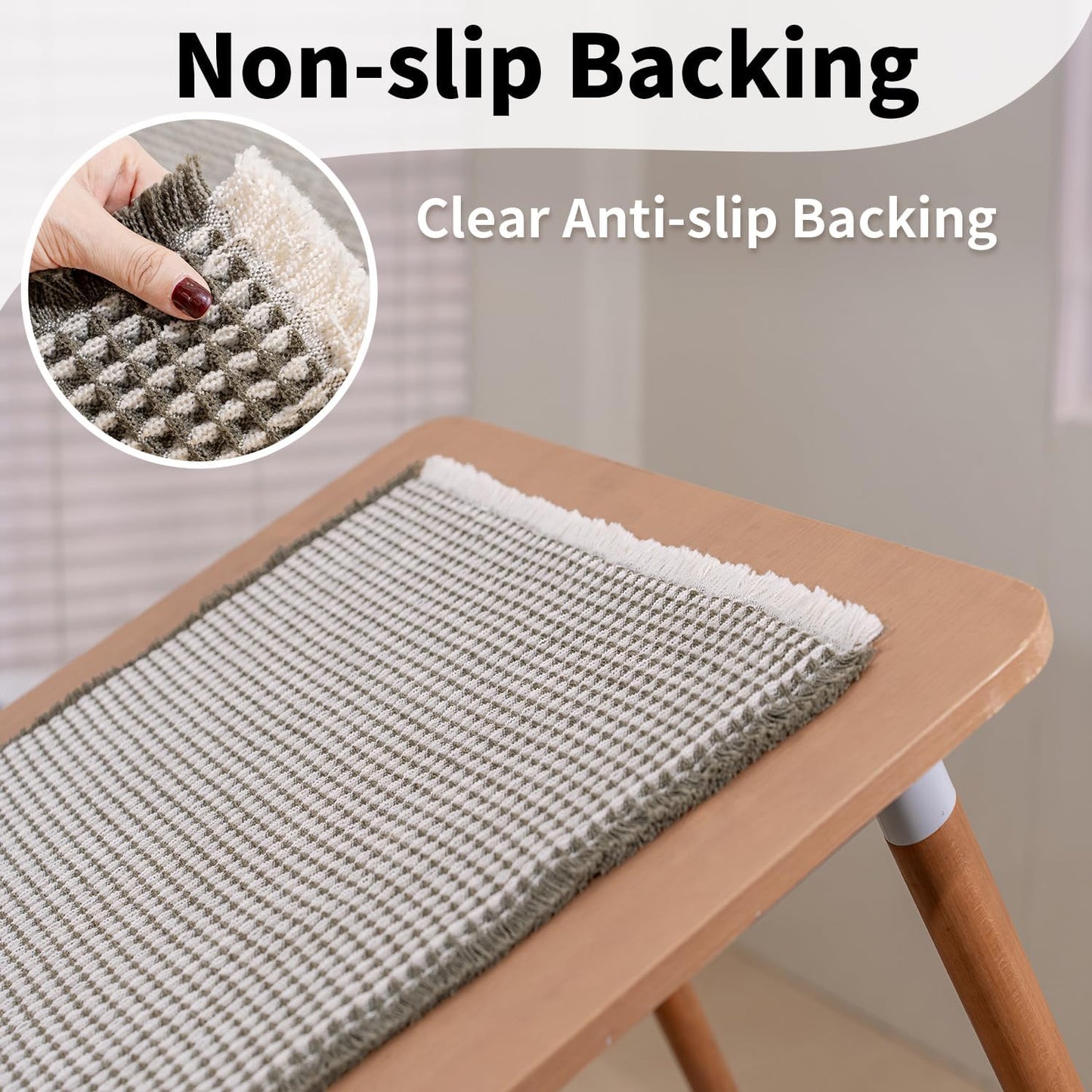 Waffle Bath Mat - Boho Bathroom Rugs Non Slip Washable, Super Absorbent & Quick Dry, Soft Bath Mat Farmhouse Bathroom Decor, 24'' x 36'', Olive Green and White