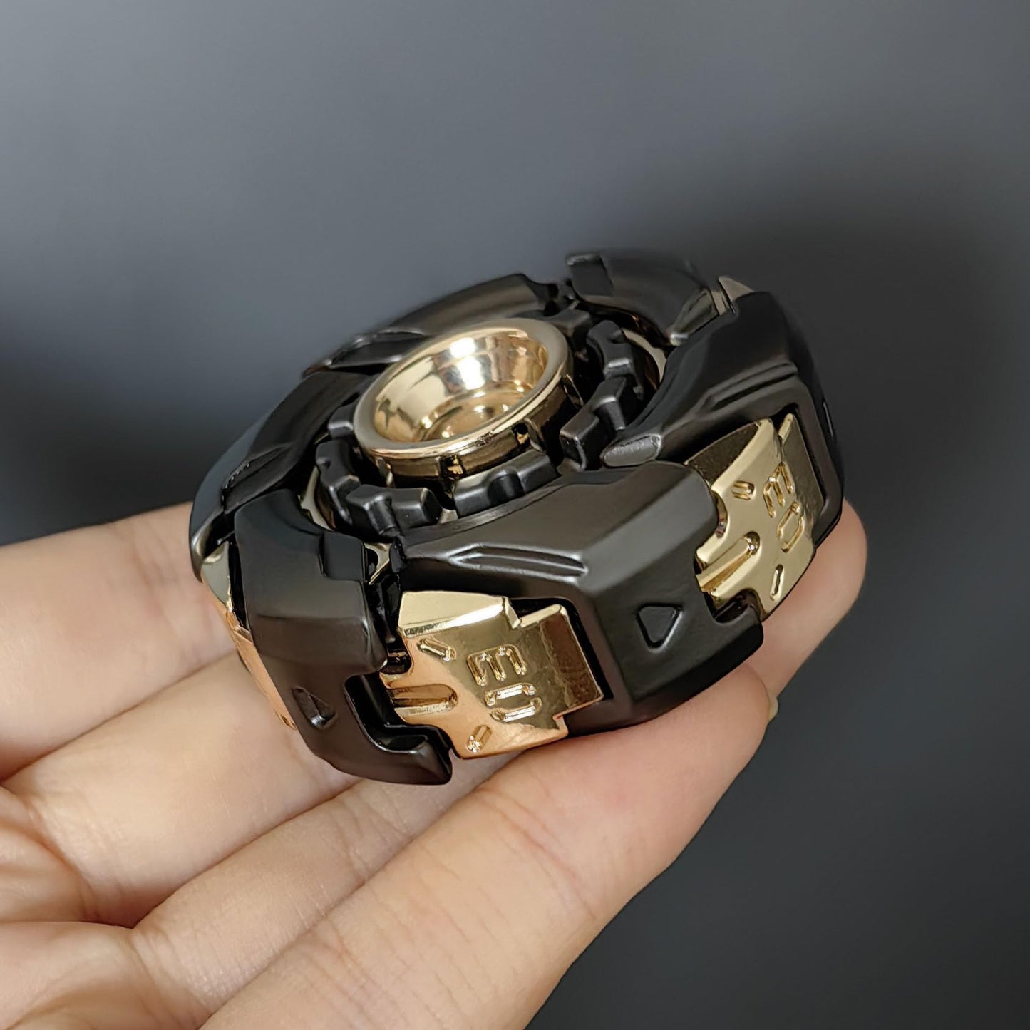 T-Conceal EDC Fidget Sliders Open Armor Spinning TopFidget Toys Stress Relief for Adults Magnetic Metal (Gray Gold)