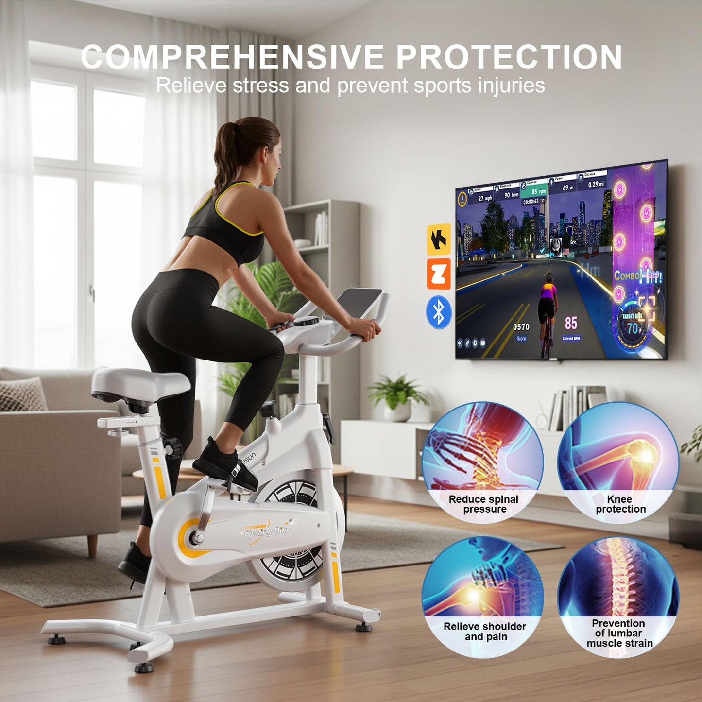 Exercise Bikes for Home,Indoor Bike with Adjustable Friction,Brake Pad Resistance Silent Belt Drive,350lbs/300lbs Weight Capacity&Upgraded Version Seat for Home Cardio&Weight Loss(QM-530W)