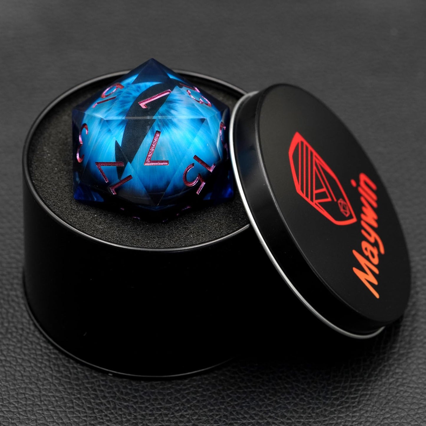 Sharp Edge Eyeball 50MM D20 Large Single Dice with Gift Case, Dragon Moving Eye Dice for Dungeons and Dragons (Light Blue Eyeball)