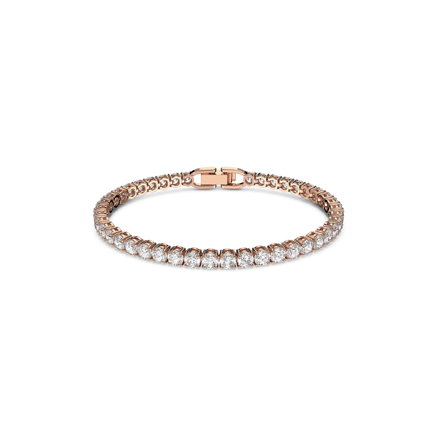 Swarovski Tennis Deluxe Collection Women's Tennis Bracelet, Sparkling White Crystals with Rose-Gold Tone Plated Band