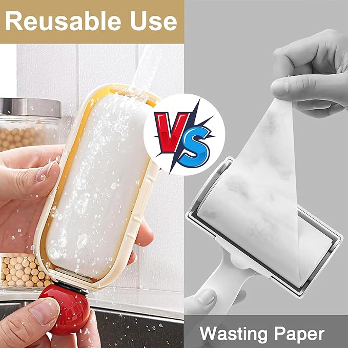 Lint Roller，2 in 1 Mini Lint Roller,Washable lint Roller,Pet Hair Remover for Furniture,Dog Cat Hair,Travel,Household