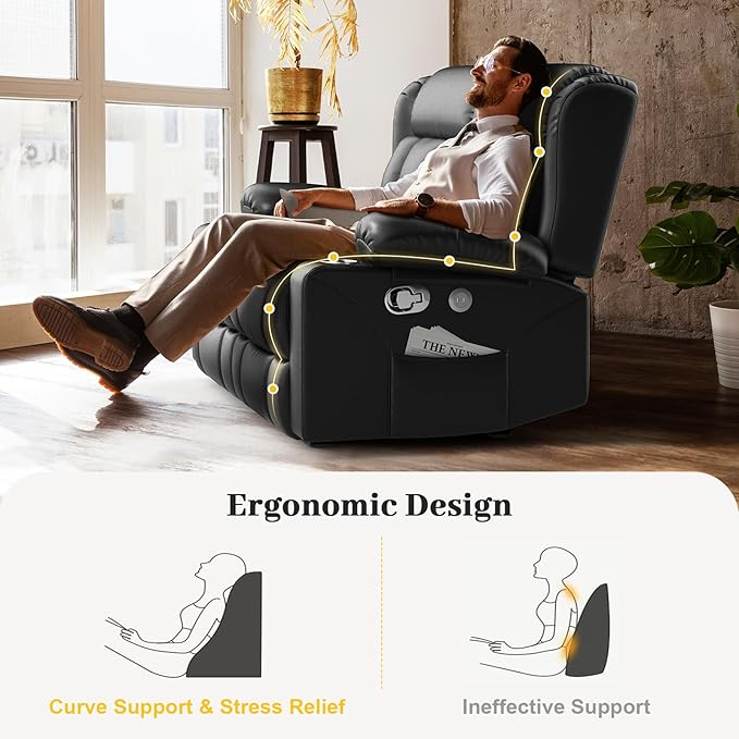 FURNIMAT New Loveseat Recliner Sofa, 2 Seater Reclining Loveseat Sofa, PU Leather Dual Recliner Chair, Modern Loveseat Couch for Living Room, with Cup Holder and USB Ports, Black