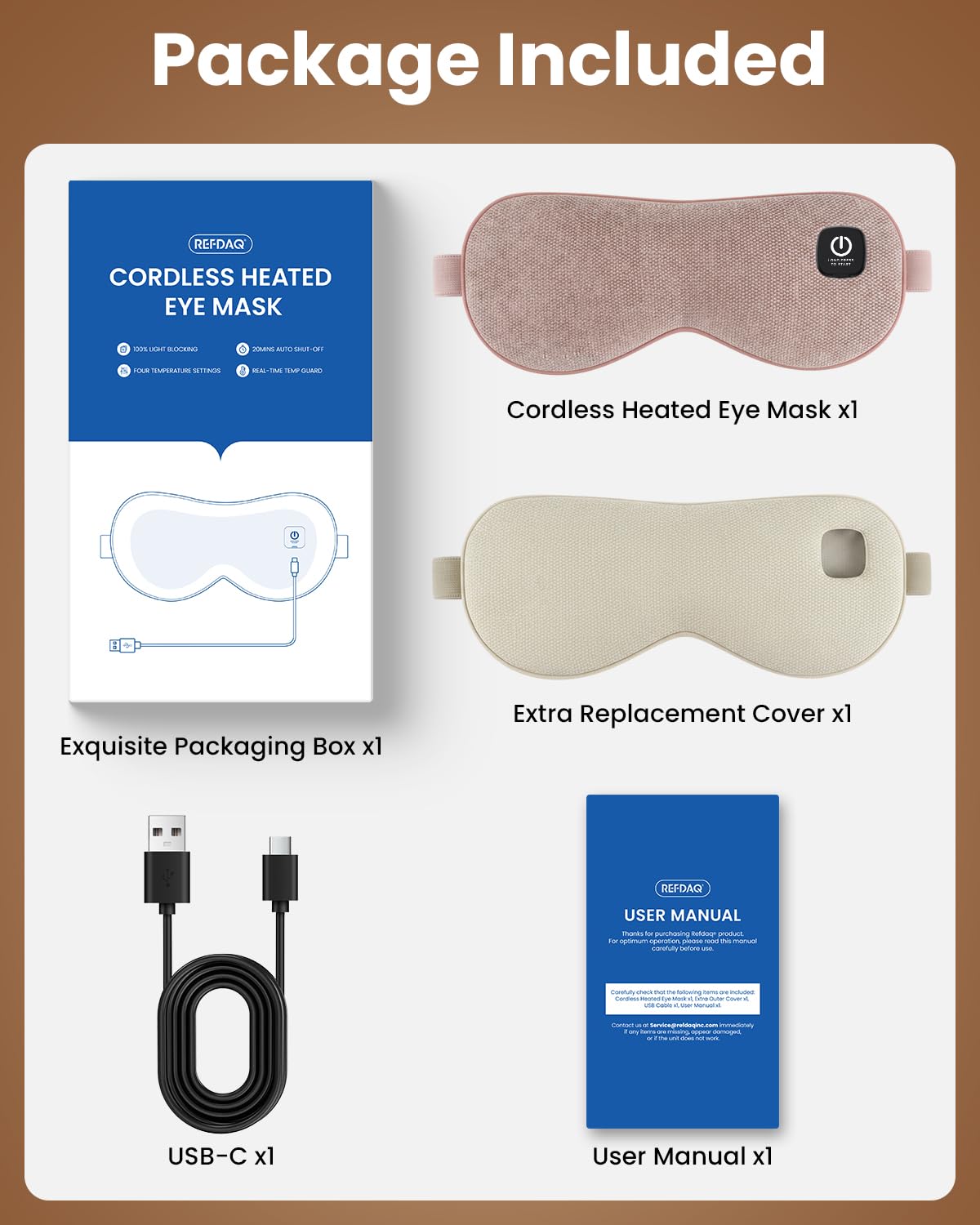 Heated Eye Mask - Cordless Eye Mask for Dry Eyes, Eye Relief, Improved Sleep, 4 Temperature, Washable Eye Heating Pad for Travel and with Replaceable Shell, Gifts for Women
