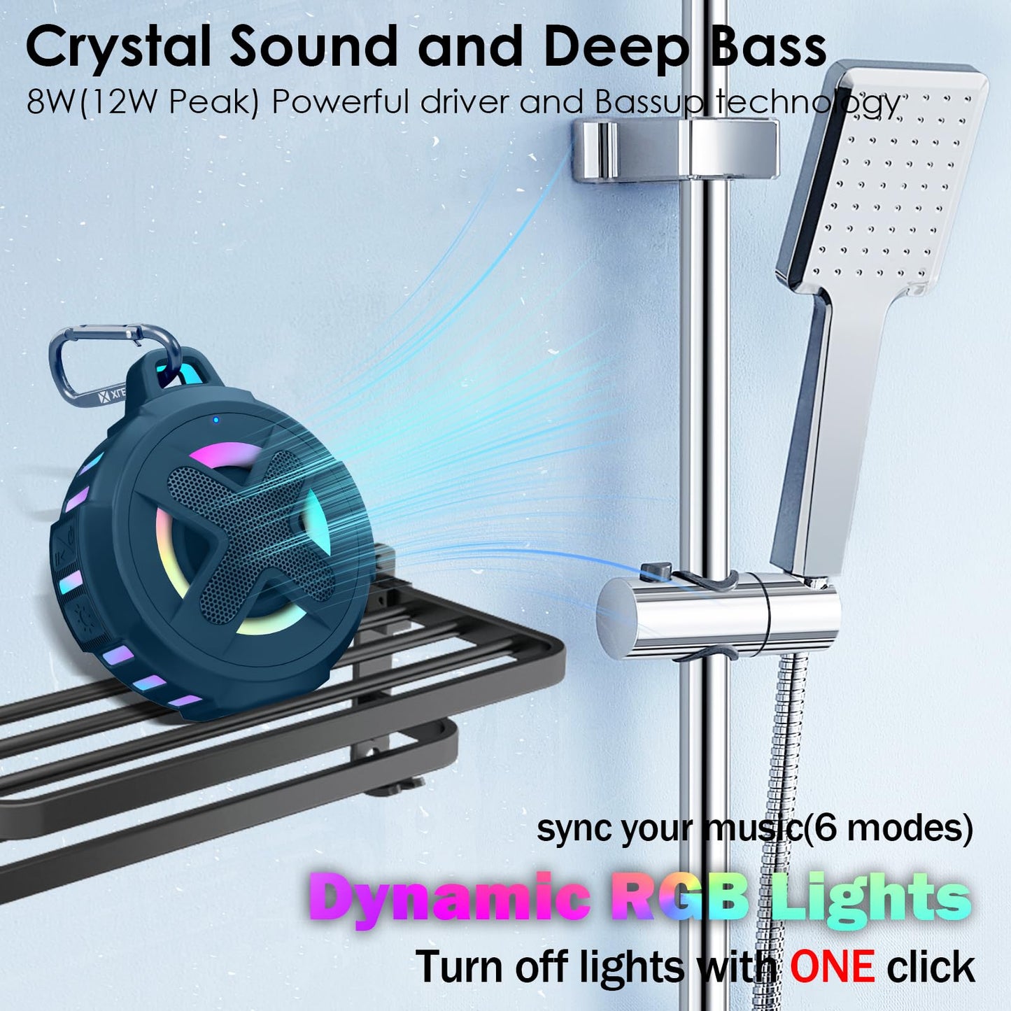 Upgraded, Bluetooth Speaker, Shower Speaker, Certified Ip67 Waterproof, Silicone Case, 10W Pro Sound & Deep Bass, 24Hrs Playtime