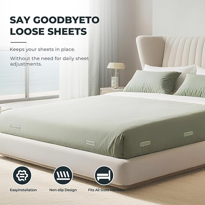 Sheet Holders 8Pcs, Keep Bed Sheets Firm & Tight, Sheet Holder for Corners for Mom Gift, Bed Sheet Locker for No More Loose Sheets, Sheet Fasteners, Patented Lock Sheet Holders for All Mattress Sizes