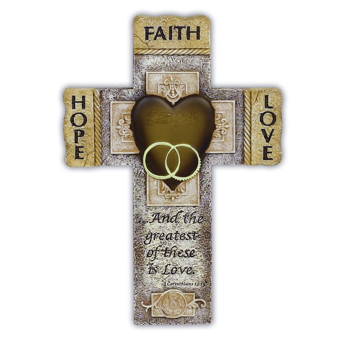 Faith, Hope, and Love Marriage Wall Cross, Wedding, Engagement, and Vow Renewal Couples Gift, Wall Crosses with Bible Verse, 7.25-inch by 10.5-inch, by Abbey & CA Gift