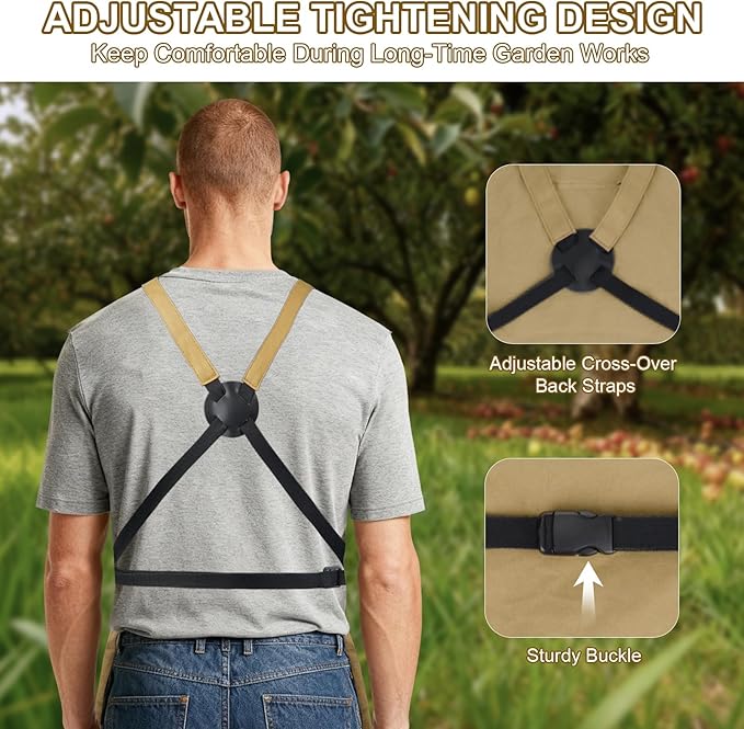 Garden Apron,Harvest Aprons with Pockets for Women and Men,Canvas Gardening Tool Belt, Gardening Gifts for Mom,Dad