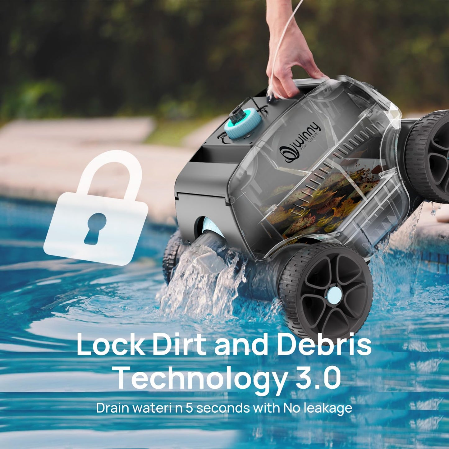 (2025 Upgrade) Robotic Pool Vacuum for Above Ground Pool - 6600mAh for 130mins Runtime & 50W Powerful Suction, Self-Parking Pool Cleaner with 180μm Filter Tray Up to 1300 Sq. Ft (White ‌& Cyan)