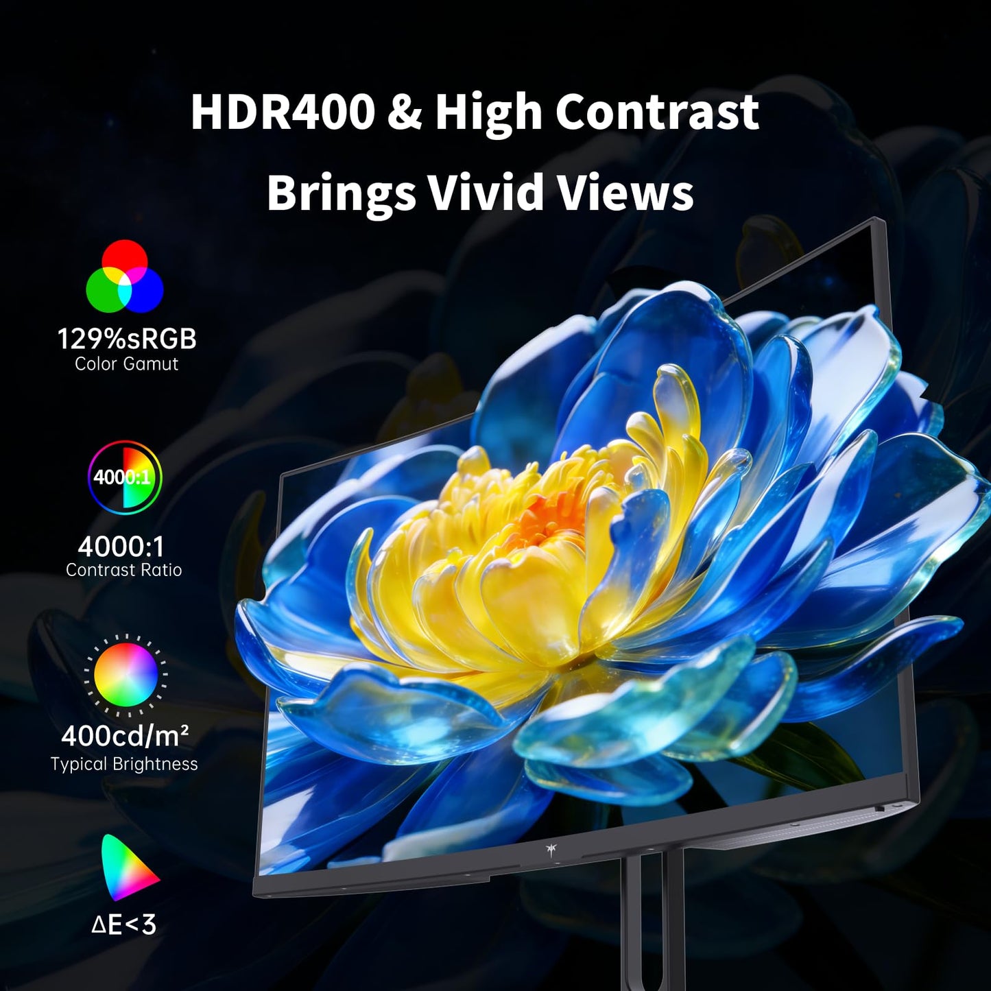 KTC 27 Inch Curved Gaming Monitor, 1440P QHD 144Hz PC Monitor, 1500R Computer Display Adaptive Sync, HDR400, 4000:1 Contrast, Eye Care, DP HDMI Port, VESA Wall Mountable, H27S5C