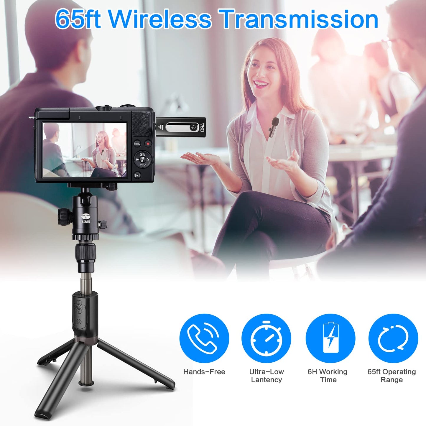 Osa Wireless Lavalier Microphone, Wireless Microphone For Iphone, Android Phone, Camera, Clip-On Plug & Play Auto-Sync And Noise
