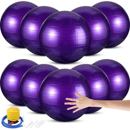 Jerify 10 Pcs 26 Inch Exercise Ball Pilate Ball Bulk for Pregnancy Labor Ball Workout Equipment with Pump and Plug for Chair Fitness Stability Balance Gym Birthing Home Support 330lbs (Purple)