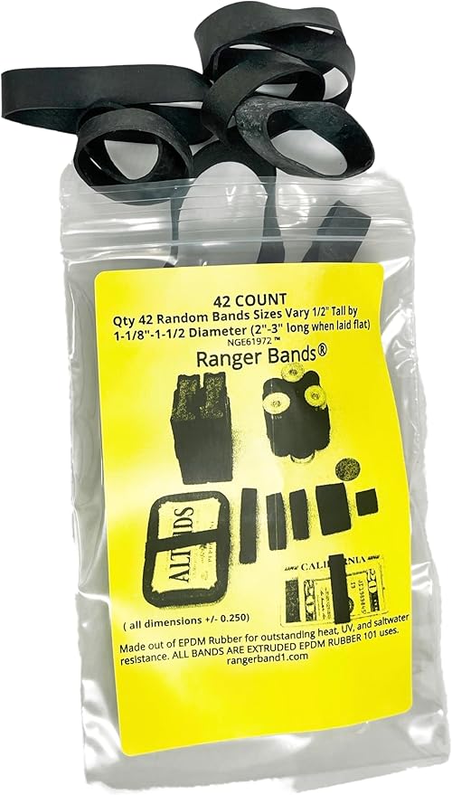 Ranger Bands® 42 Count Random Extra Stretch Made from EPDM Rubber for Survival, Emergency Tinder and Strapping Gear Made i...