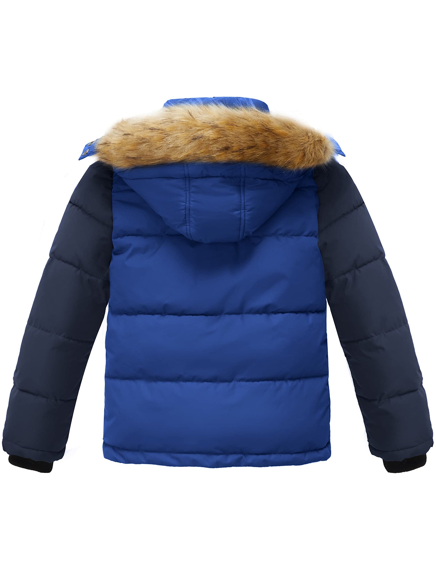 wantdo Boys' Puffer Jacket Warm Thick Winter Coat Hooded Outerwear Acid Blue navy 8