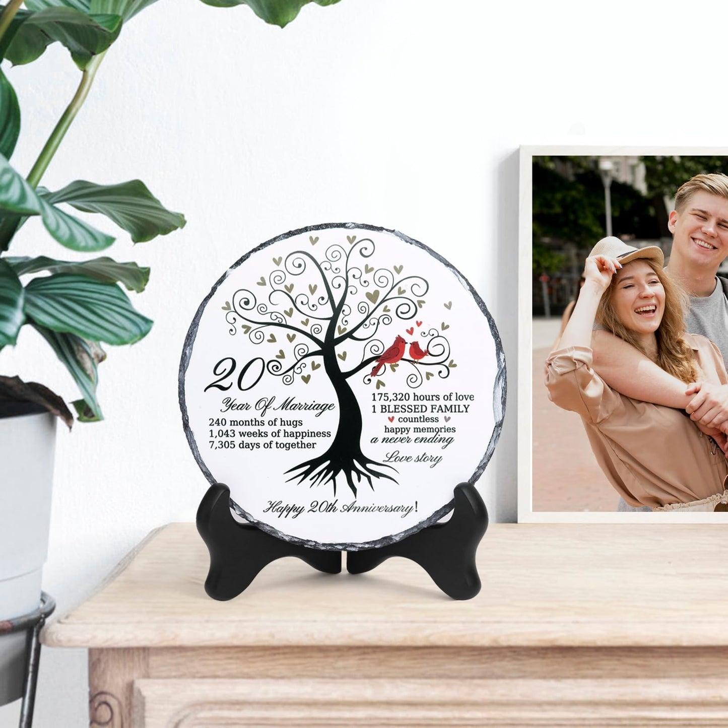 Lotoo China 20th Anniversary Slate Plate for Couple Gifts, White Elegant Keepsake Wedding Gifts for Couples, Husband, Wife, Parents