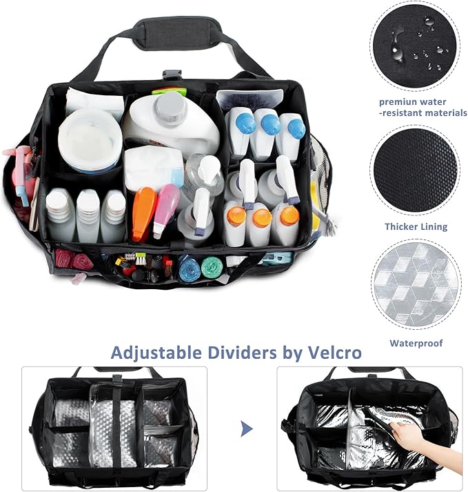 XL Professional Cleaning Caddy for Cleaning Suppliers, 17" Wearable Cleaing Bag for Housekeepers, Cleaning Organizer, Detailing Bag