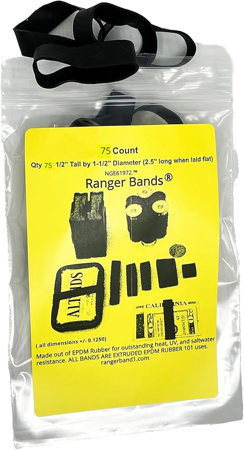 Ranger Bands® 75 Count Extra Stretch Made from EPDM Rubber for Survival and Strapping Gear Made in The USA Tactical Rubber...