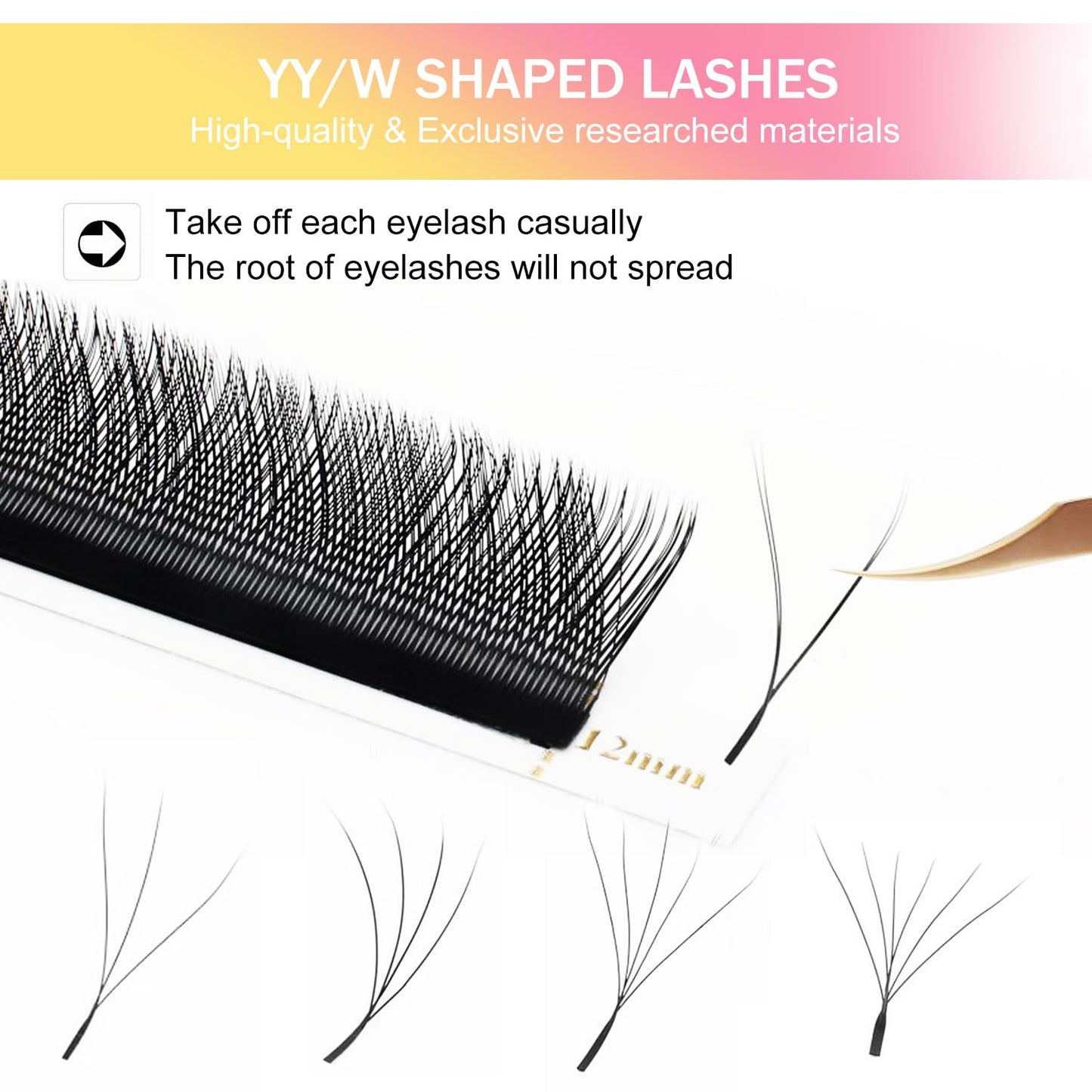 W Lash Extensions Supplies 7D Eyelash Extensions W Shape 0.07mm Thickness D Curl 13mm Premade Fans Easy Fan Lashes Volume Matte Black 12 Rows Crisscross Eye Lashes(W-7D-0.07-D,13mm)