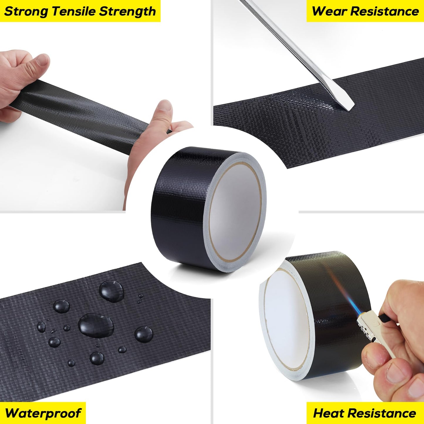 FIREWESS Aluminum Foil Tape,2in x 33FT Fiberglass Heat Shield Tape, Black Self-Adhesive Heat ReflectiveTape, Exhaust Heat Resistant Tape, for Hose and Auto Use