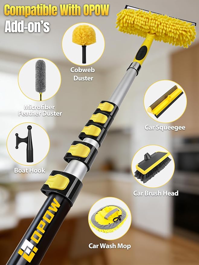 5-24 FT Reach Telescopic Extension Pole, Multi-Purpose Aluminum Alloy Telescoping Rod with Flip-Lock Design, Sturdy for Painting Dusting, High House Maintenance, and Window Cleaning