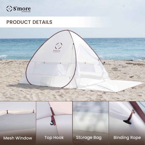 S'more Colline Blue 2 Person Pop Up Tent, Instant Setup, UV Protection, Water-Resistant, Perfect for Beach, Picnic, Camping & Hiking