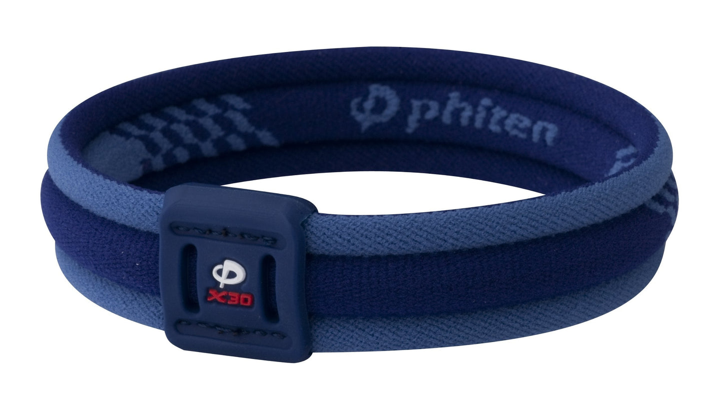 Phiten Titanium Bracelet X30 Edge, Navy/Blue, 6.75 Inch