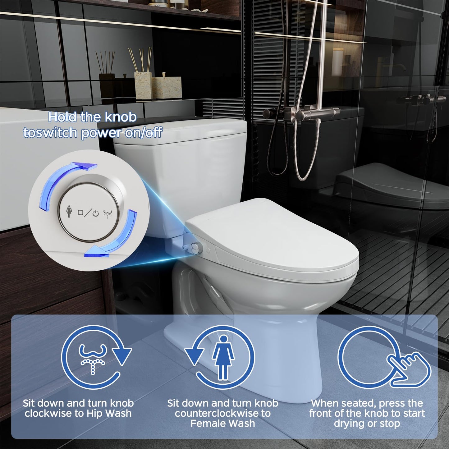 ZingPOP Smart Toilet with Bidet Built In, Bubble Shield, Heated Bidet Seat with Warm Water & Dryer, Radar Sensor Auto Open/Close, LED Temp Display, Electric Bidet Toilet Seat for Bathroom