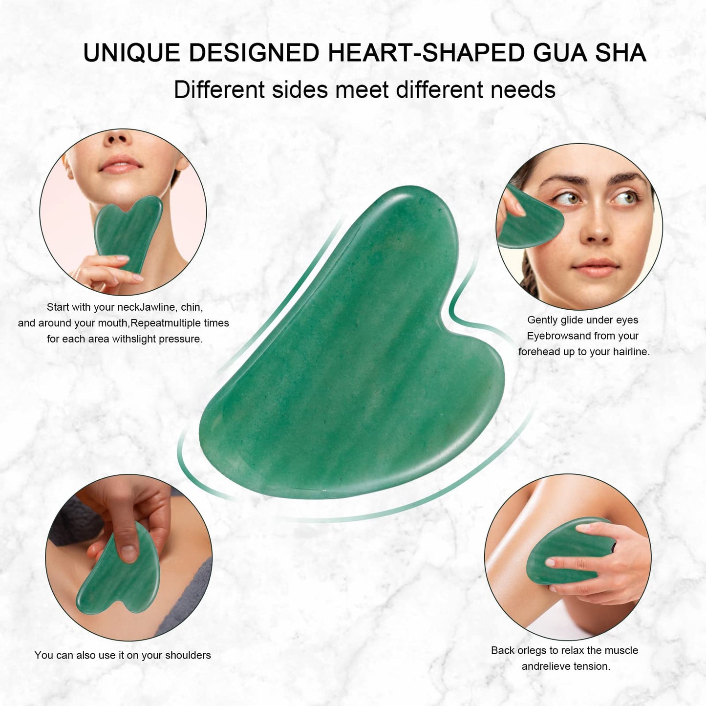 Jade Roller for Face, Facial Roller Massager Skin Care Tool, Gua Sha Facial Tools for Face, Neck, Eyes, Reduce Puffiness of The