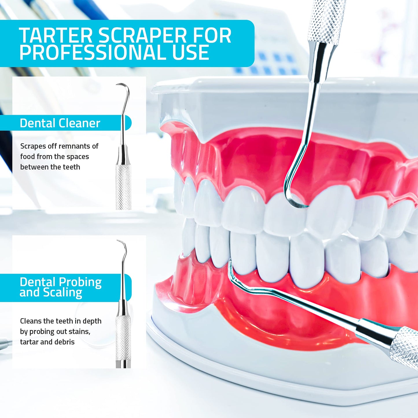 Utopia Care Professional Dental Tartar Scraper Tool, Dental Pick, Double Ended Tartar Remover for Teeth, Plaque Remover, Tooth Scraper, (1, Silver, 6.5 Inch)