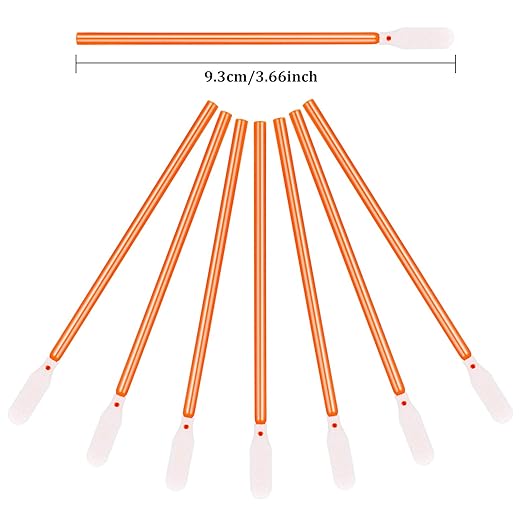 Chinco 200 Pieces Foam Swab Sponge Swab Foam Tips Sponge Stick for Inkjet Printer Print Head Camera Optical Lens Optical Equipment(Orange,3.66 Inch)