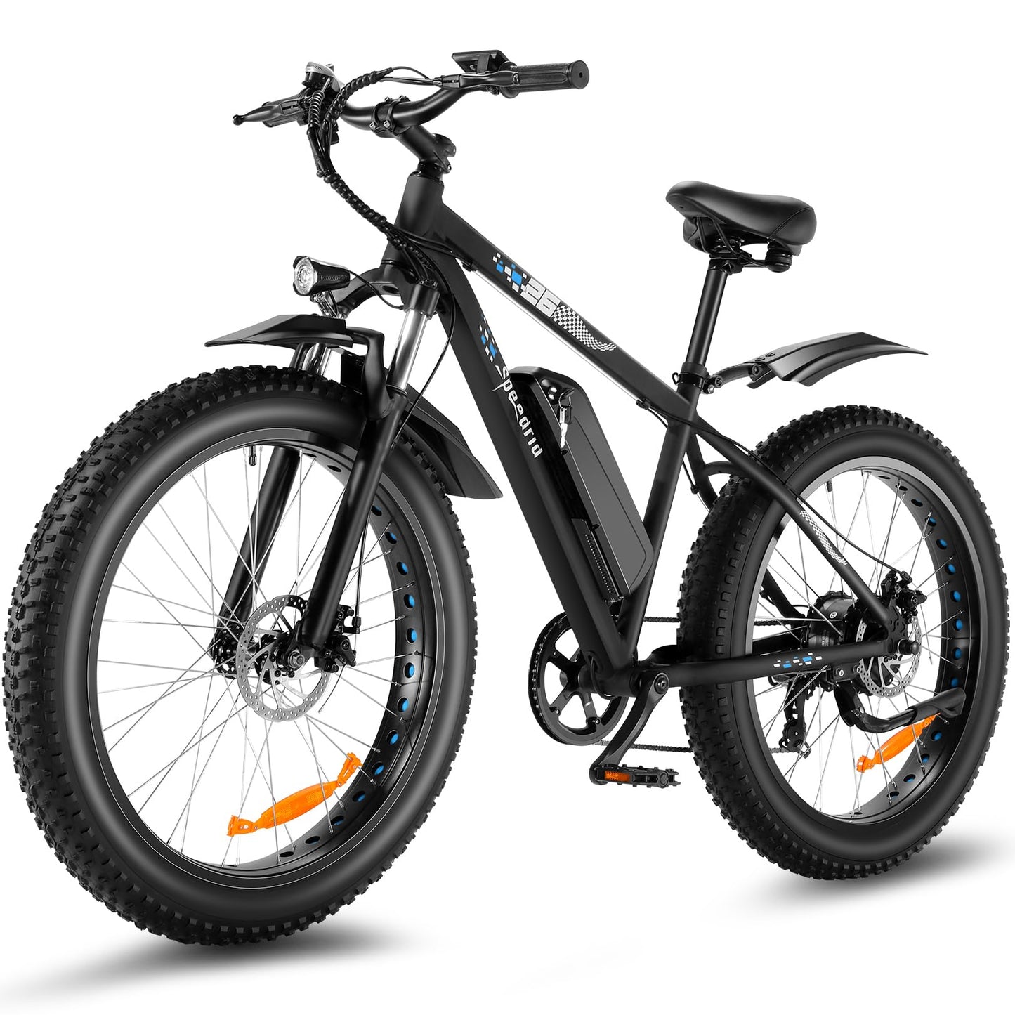 Speedrid Electric Bike 26" Fat Tire Electric Bike for Adult, 20mph 500W 48V 13Ah Removable Lithium-Ion Battery Electric Mountain Bike, 3H Fast Charge, Lockable Suspension Fork-7 Speed (2 PCS)