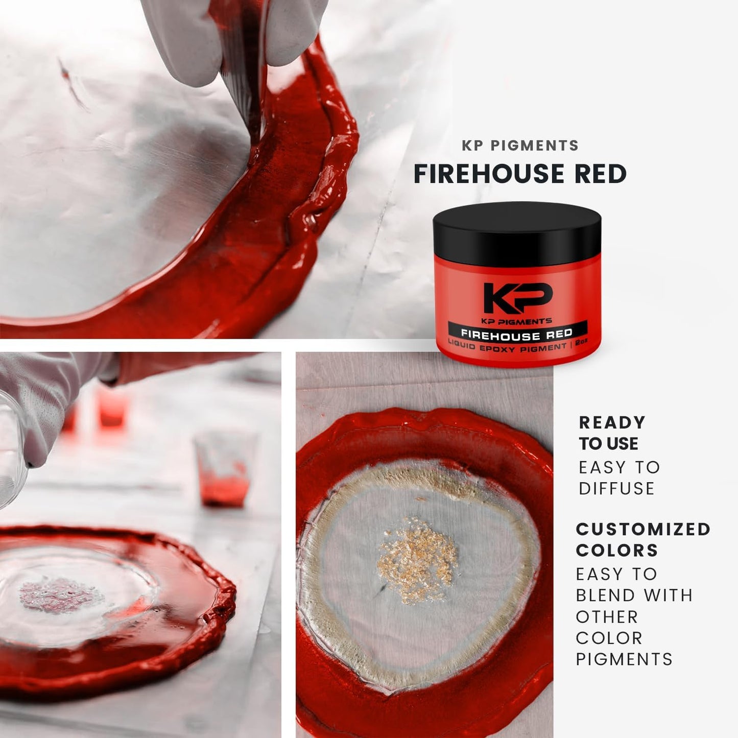 Epoxy Pigment Paste for Epoxy Resin, Tint/Pigment Paste with Spoon for Arts and Crafts, Jewelry, Resin Woodworking and More! (Firehouse Red)