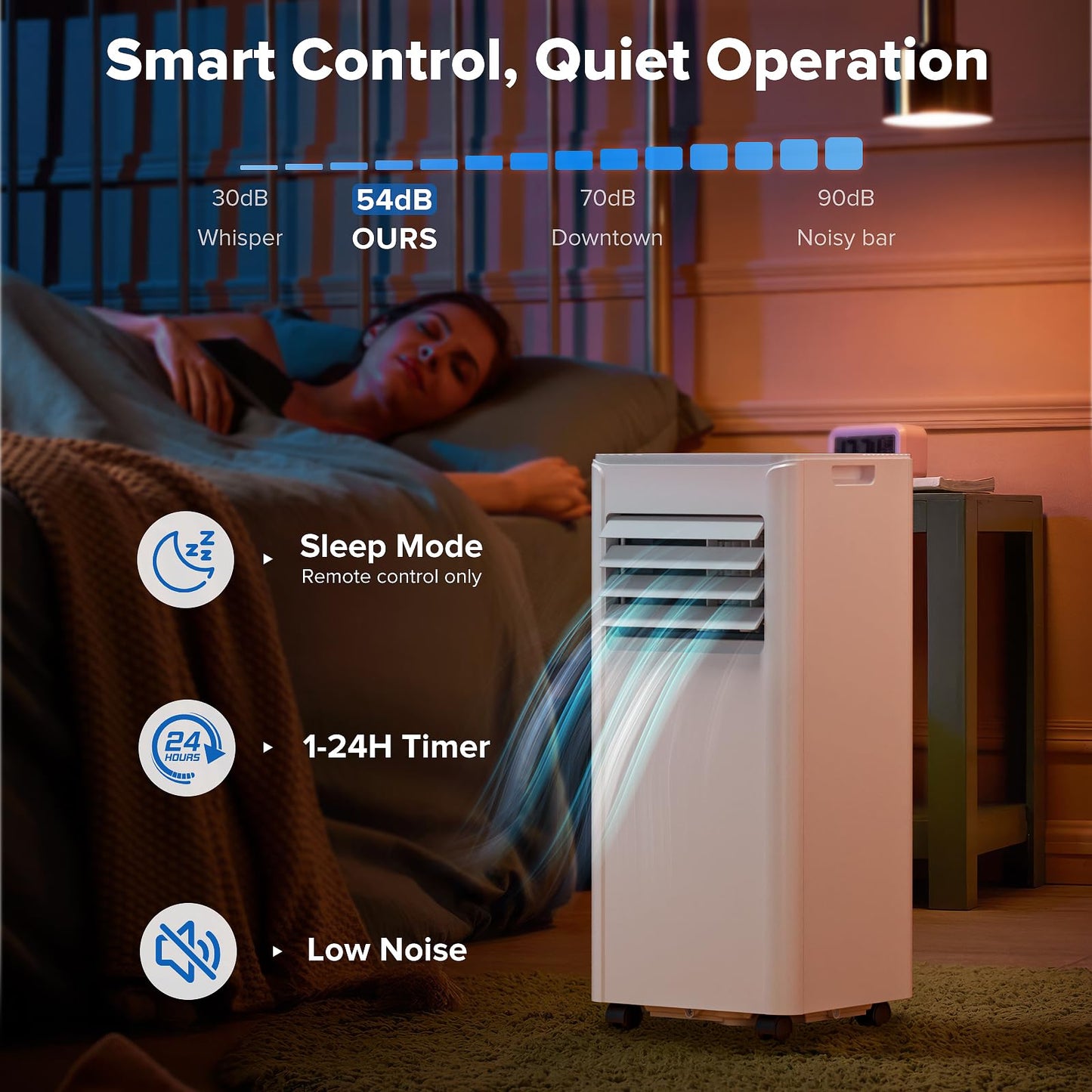 Zafro 10000 Btu Portable Air Conditioner Cools Up To 450 Sq. Ft., Remote Control, Led Display, 3-In-1 Modes Portable Ac Units Wi
