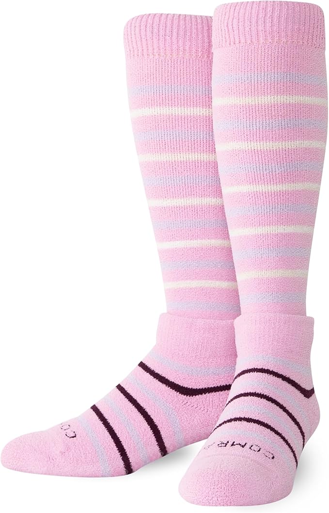 Comrad CozyGrip Slipper Socks - 10-15mmHg Graduated Compression Socks - Dual-Layer Knee High Socks with Anti-Slip Grips