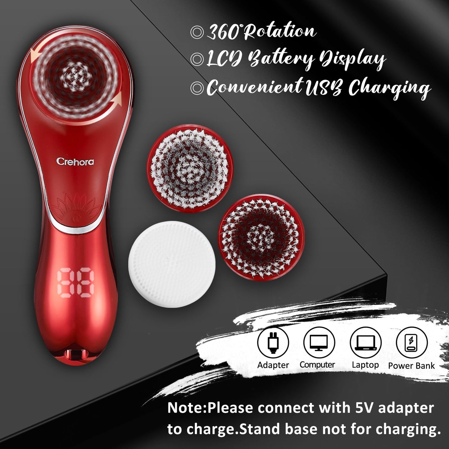 Facial Cleansing Brush, Electric Face Scrubber, Facial Cleansing Brush Rechargeable IPX-7 Waterproof Rotating Face Scrubber for