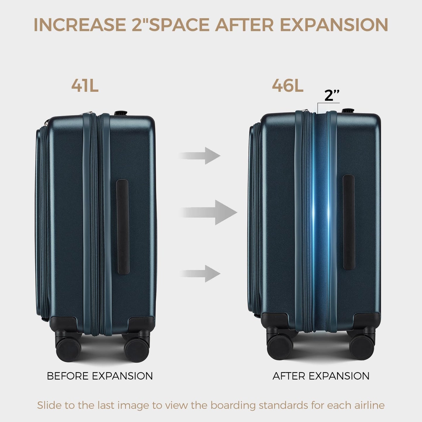 CASELLY Carry on Luggage Top opening Suitcases, Expandable with Cup Holder and USB Charging Port,Lightweight with Front Pocket Rolling Suitcases with Spinner Wheels