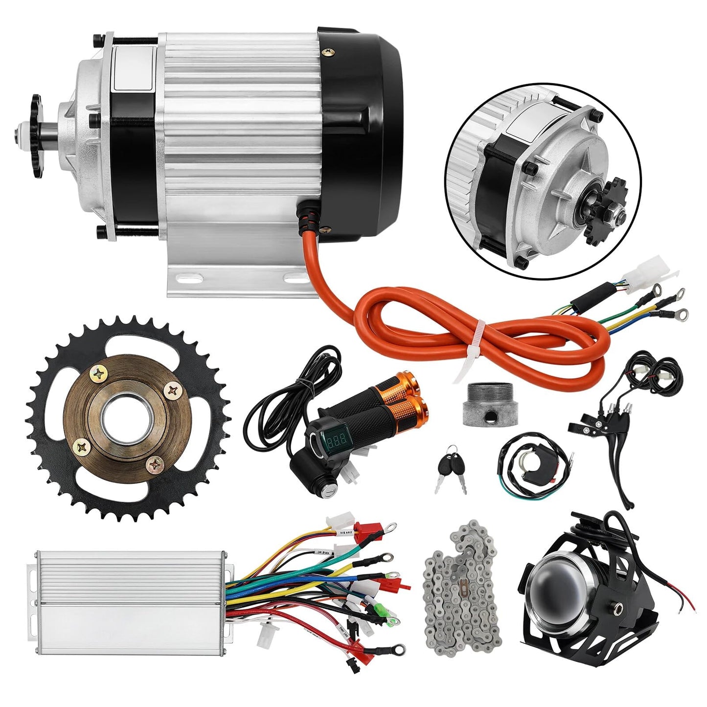 Electric Tricycle Brushless Motor Kit W/Led Display, 48v 500w 3-Wheel Bike E-Tricycle Brushless Motor, Electric Tricycle Conversion Kit with Motor Controller for Tricycle/Rickshaw