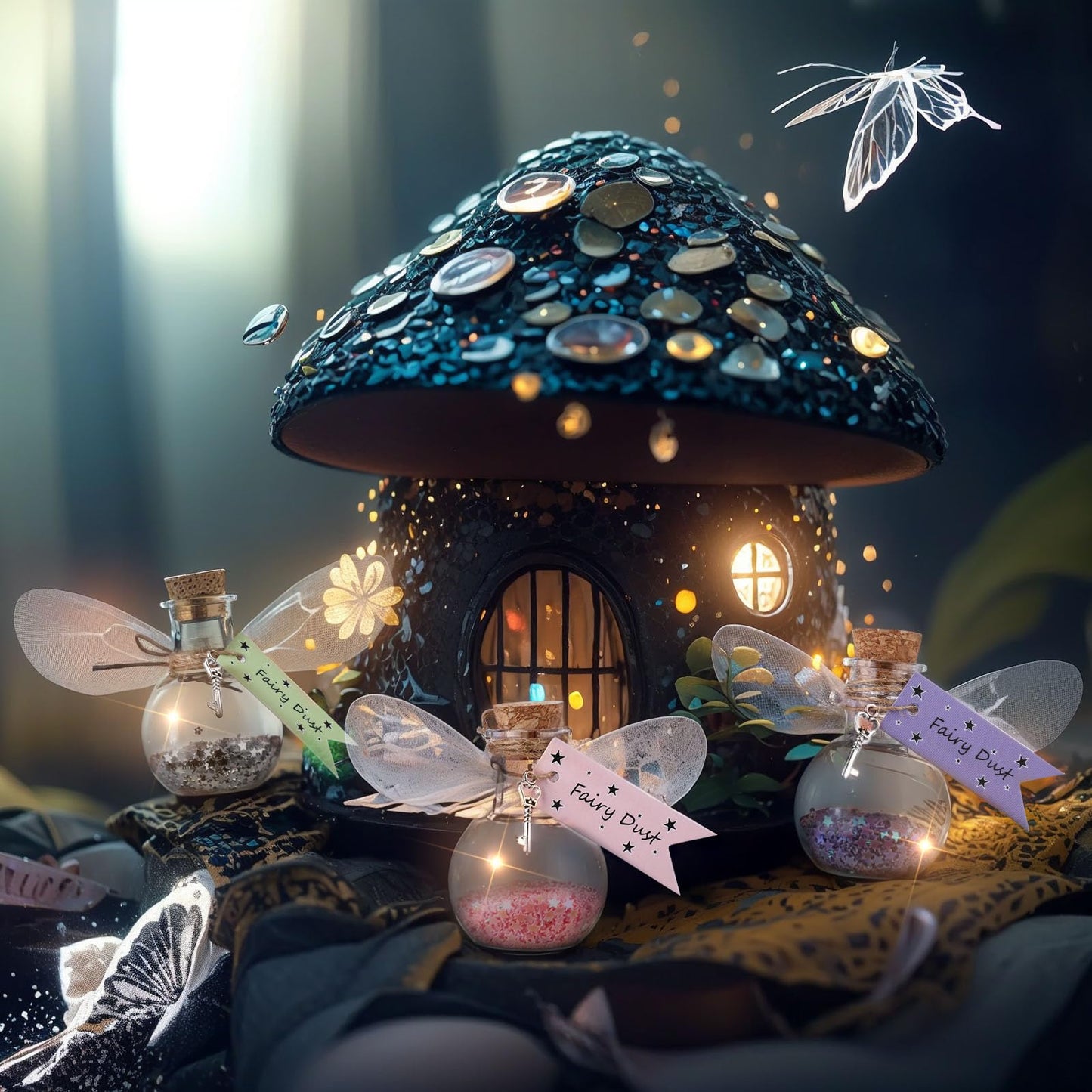 Jinei 262 Pieces Mystery Potion Craft Kit with 36 Magic Witch Potion Bottles Fairy Wing DIY Magic Fairy Bottle Set for Christmas Decorations Birthday Creative Gift Filling Supplies