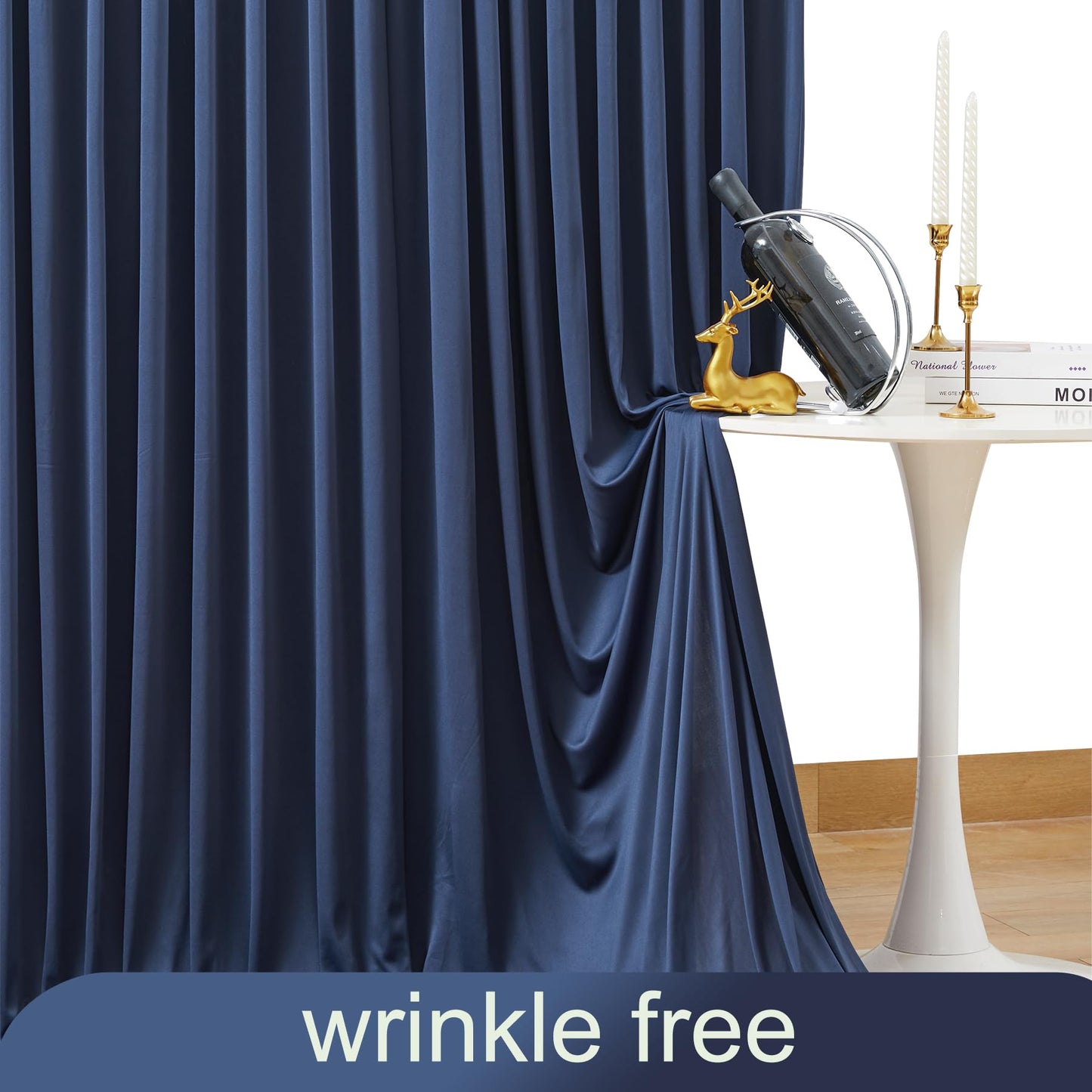 20ft x 10ft Wrinkle Free Navy Blue Wedding Backdrop Curtains for Party Bridal Shower Reception Decorations Navy Blue Fabric Curtain Backdrops Drapes for Photography Baby Shower Birthday Background
