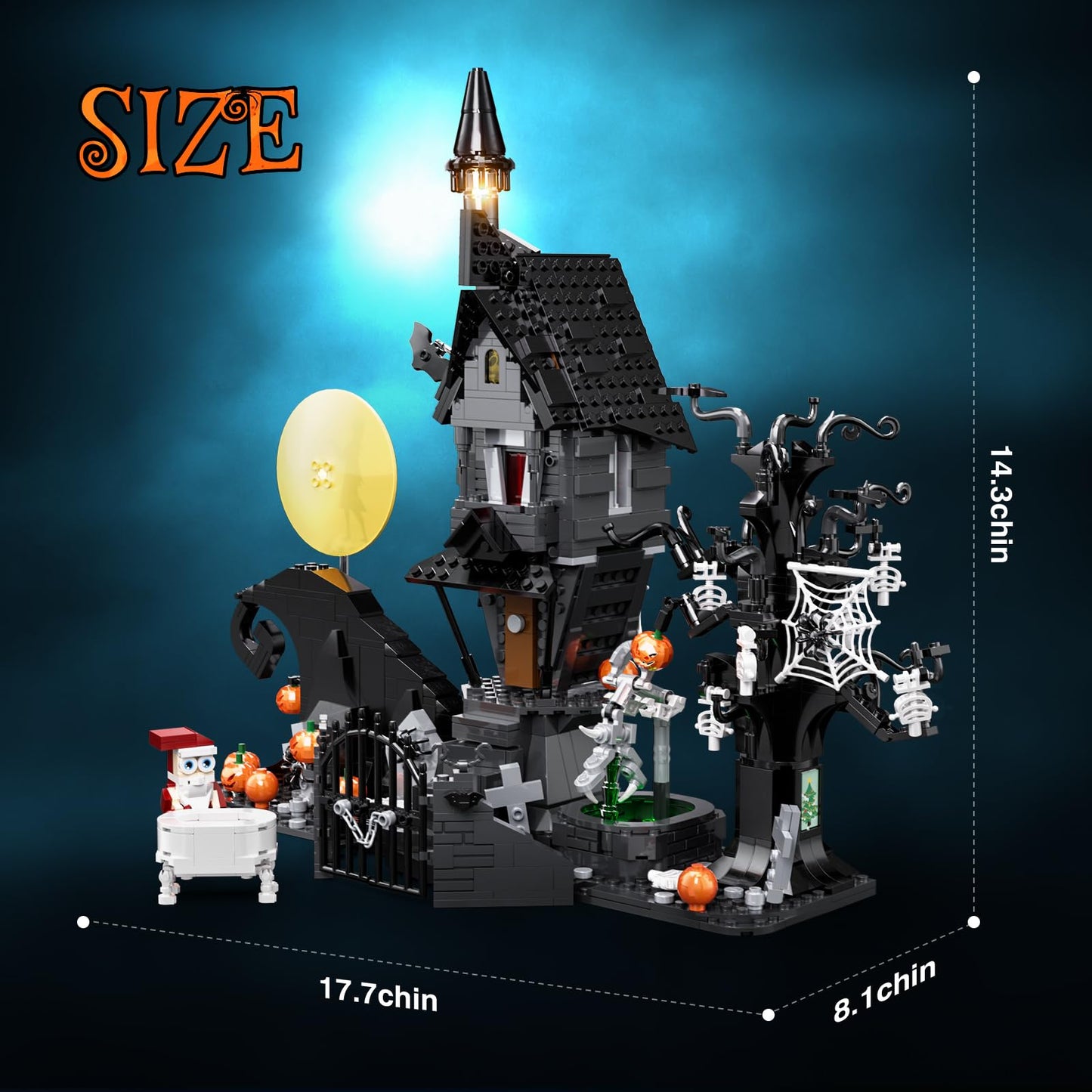 Nightmare Horror Haunted House Building Set, Block Toys Set Compatible with Lego, Creative Christmas Birthday Toy Kit Gift with Light for Movie Fans Adults (957pcs)