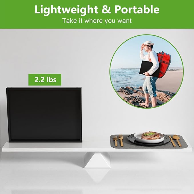 Youpehom Bed Tray Table with Folding Legs,Bamboo Breakfast in Bed for Kitchen Serving Tray,Sofa,Used As Laptop Desk Snack Breakfast Tray (Black, Large)