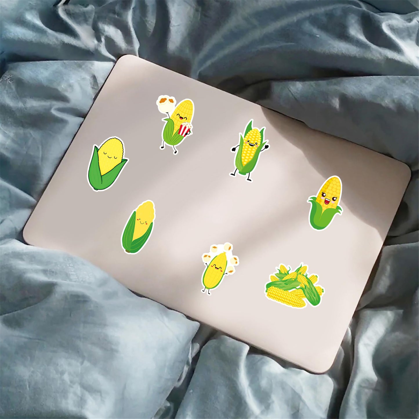 MUYINGZHUO Corn Stickers, 50PCs Pack, Cute Cartoon Vegetable Vinyl Decals & Stickers for Laptop, Hydro Flask, Water Bottle, Bumper Car, Planner Stickers for Kids, Toddlers, Teens (Corn)