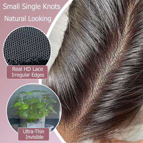 KRN 5x5 HD Lace Closure, 0.12mm Ultra-thin Skinlike Invisible Swiss HD Lace Closure Pre Plucked With Baby Hair Single Knots 12A Grade Brazilian Body Wave Closure Human Hair Free Part 22 Inch