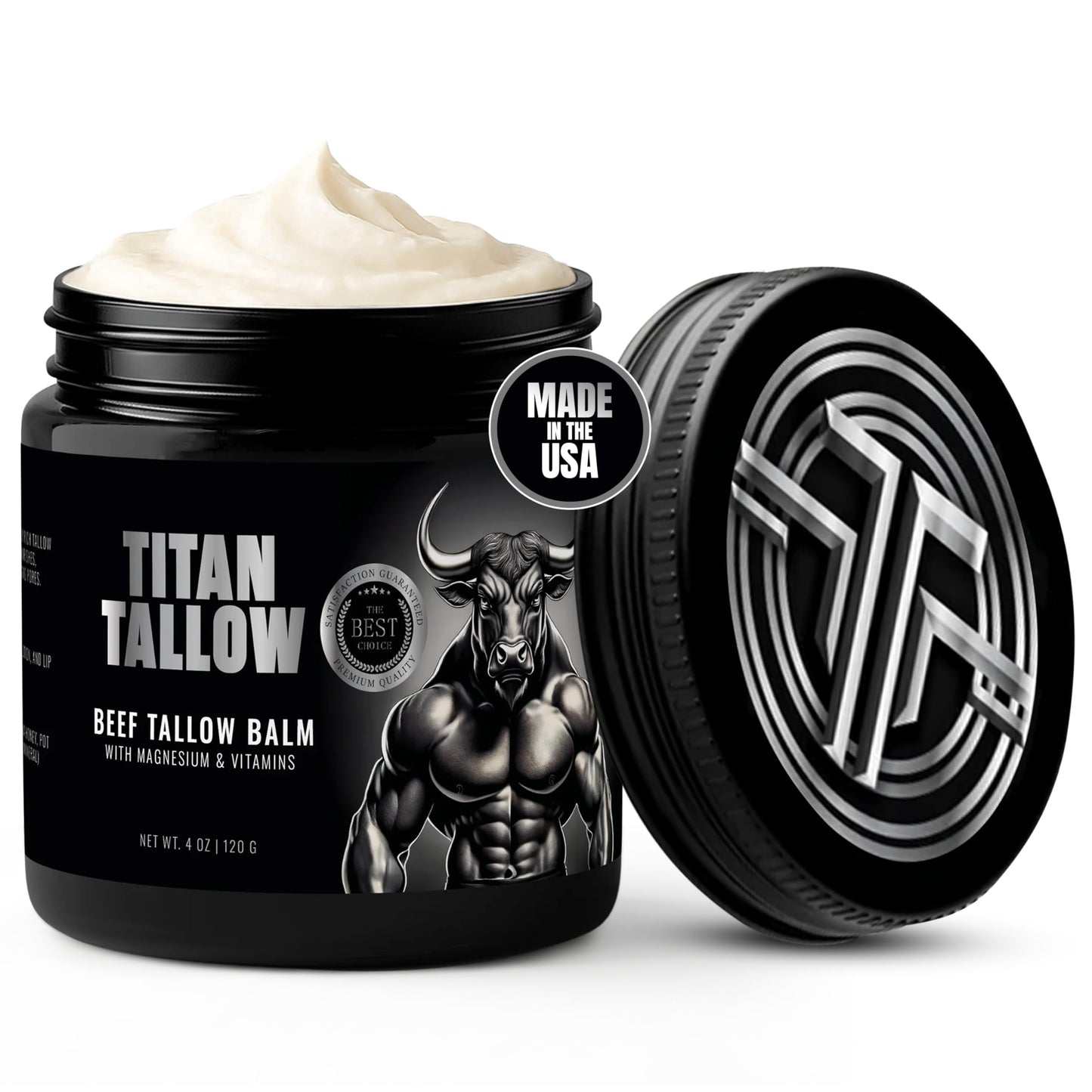 Whipped Beef Tallow Balm Magnesium Moisturizer - 100% Organic Grass-Fed & Grass-Finished Tallow with Manuka Honey for Skin Care