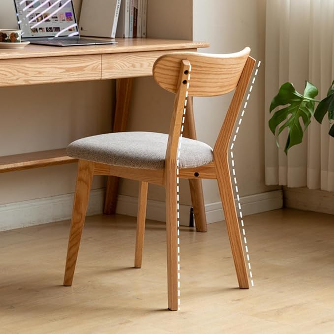 Grewood 100% Solid Oak Wood Dining Chairs,Mid Century Modern Dining Chairs with Upholstered Cushion,Kitchen,Dining Room Chairs Set of 1/2/4 (1, Original Color Grey Upholstery)
