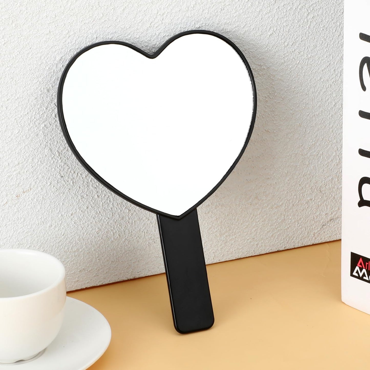 TIESOME Heart Shaped Handheld Mirror, Drop-Resistant Small Heart Mirrors with Handle Portable Travel Cosmetic Lash Mirror Hand M