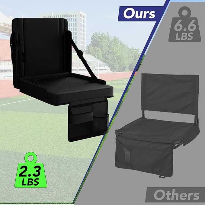 janiry Stadium Seats with Back Support 2PACKS Adjustable Bleacher Chairs with Back and Cushion Bleacher Seat with Cup Holder, Carry Handle & Shoulder Strap for Outdoor Sports Events, Picnics, Beaches