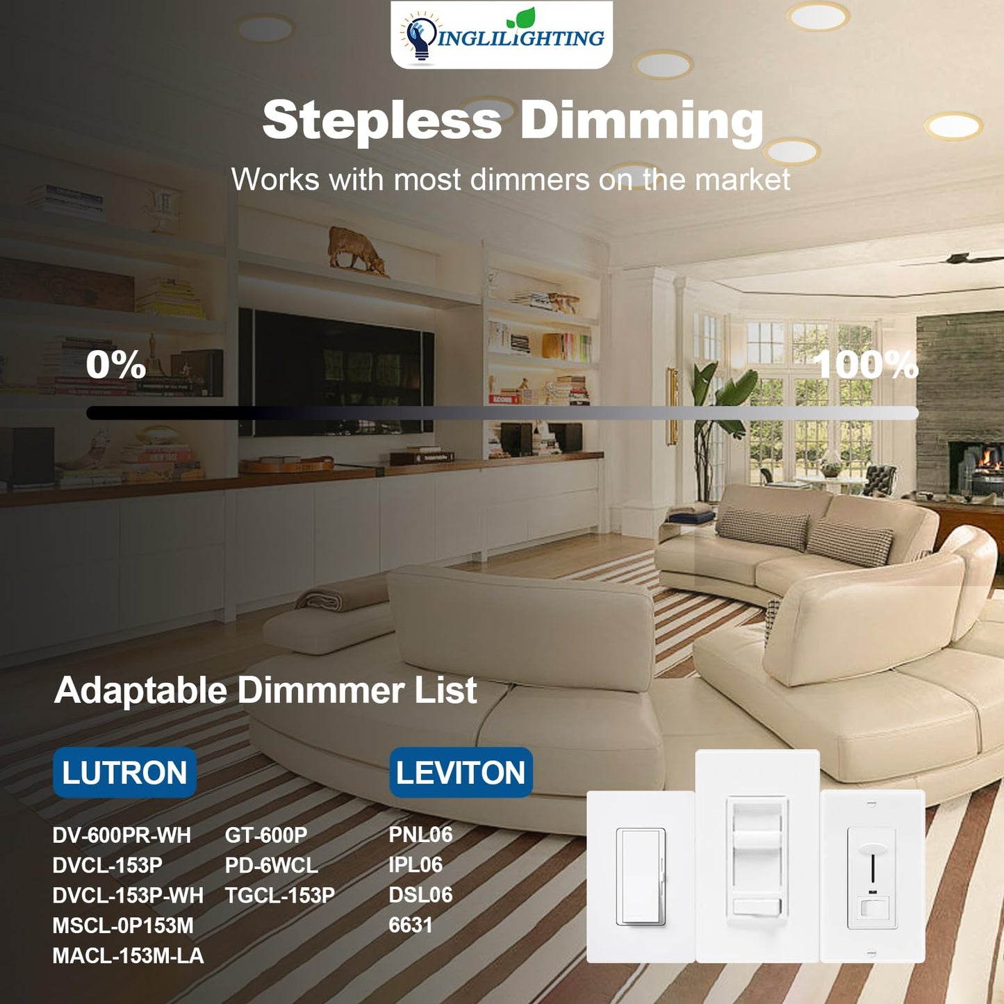 DLLT LED Recessed Ceiling Light: 6 Pack 8 Inch Slim Recessed Lighting for Kitchen - 5CCT Dimmable Canless Wafer Downlight for Living Room - 1800LM Brightness 6W LED Can Lights for Bedroom ETL FCC