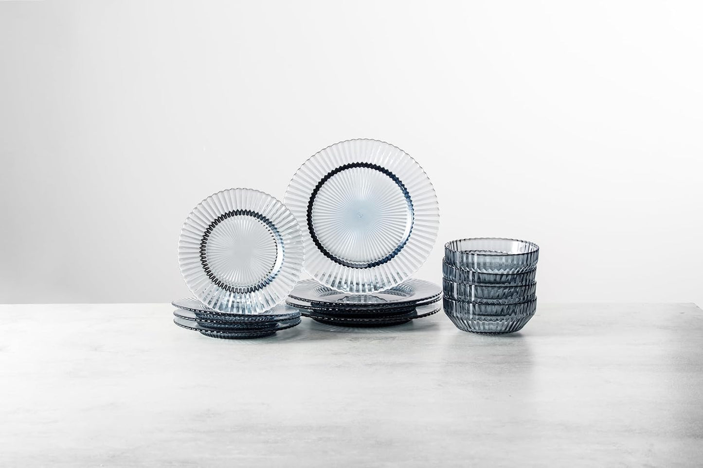 Fortessa Archie Glass, 12 Piece Dinnerware Set (Service for 4), Dusk Gray