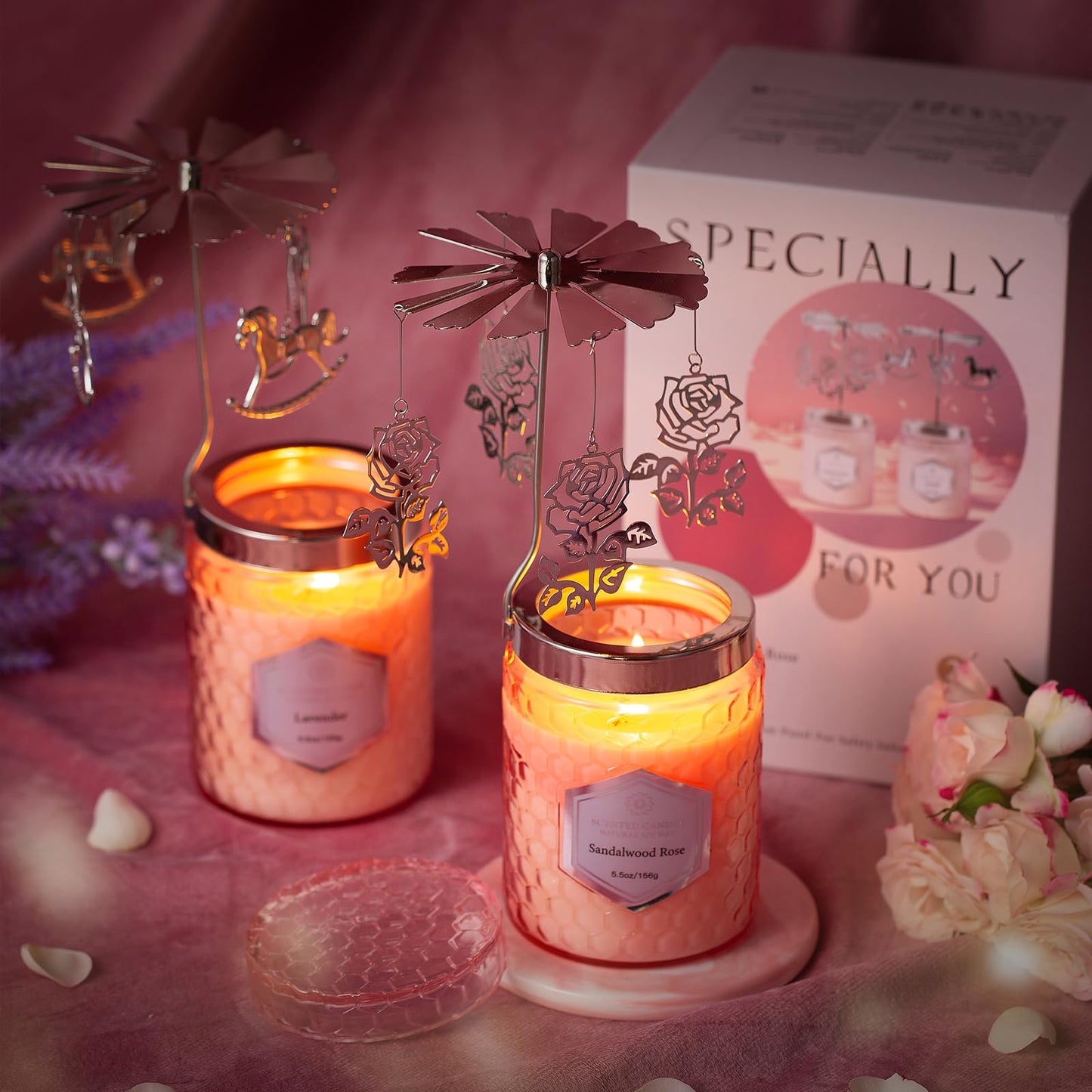 Gifts for Women, 5.5 oz * 2 Scented Candles, Birthday Gifts for Mom Daughter Sister Wife, Unique Gift for Women Rotatable Scented Candles Gift for Mother's Day，Anniversary